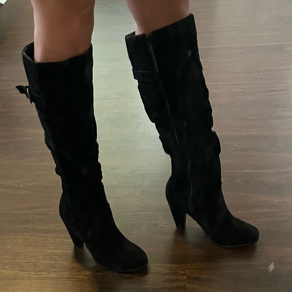 Black Suede Boot Heels